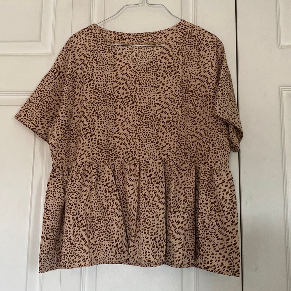 Allover Print Peplum Blouse